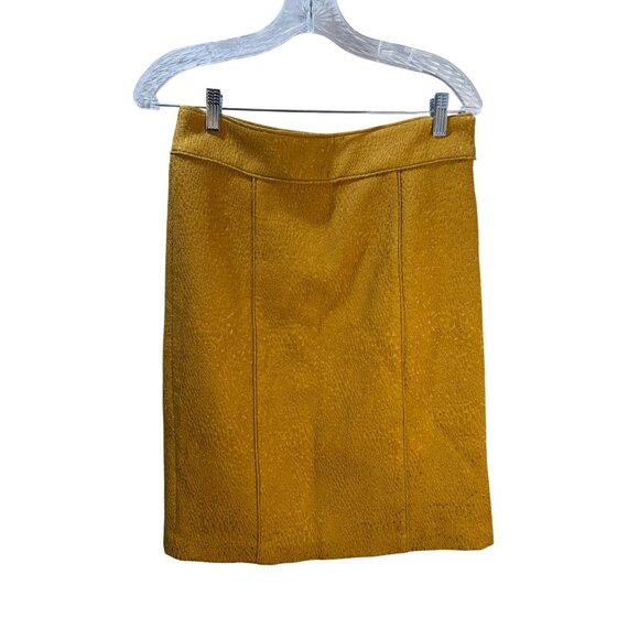 Banana Republic Gold Textured Pencil Skirt With Side Zipper & Front Slit Womens - Picture 2 of 10